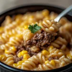 Cheddar Ranch Beef and Sweet Corn Rotini Bake