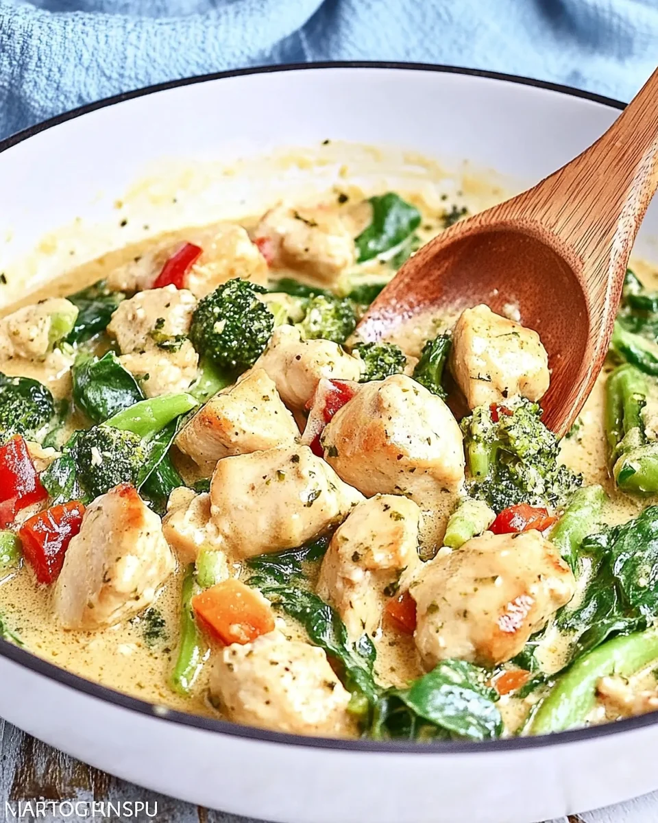 Garlic Chicken with Broccoli and Spinach