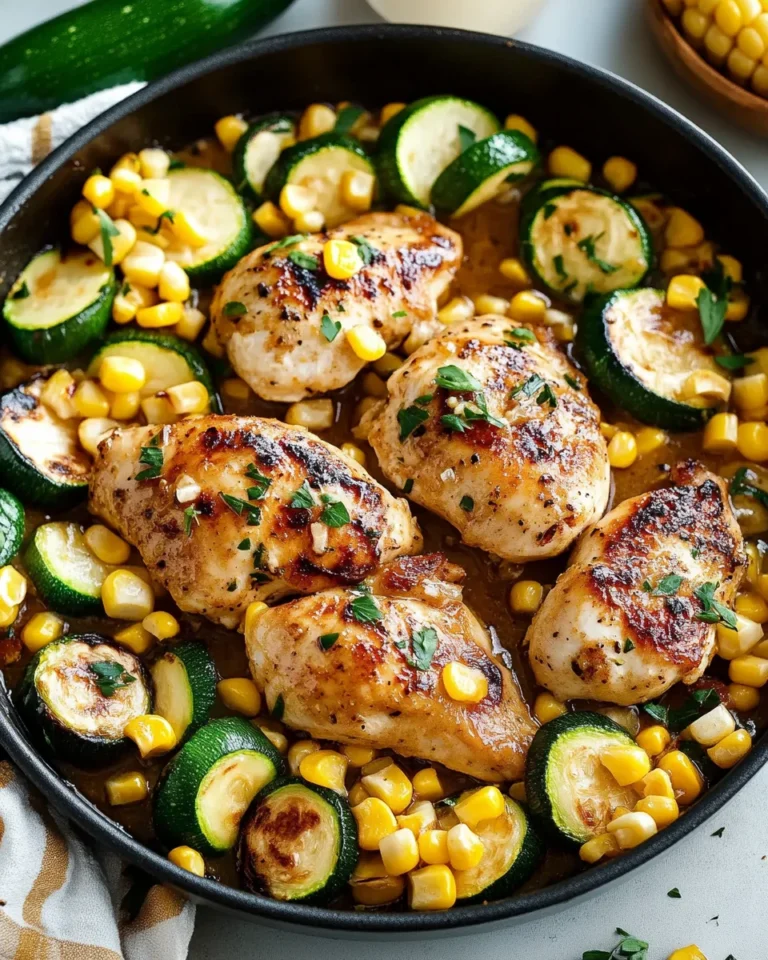 Savory Garlic Butter Chicken with Fresh Zucchini and Sweet Corn