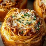 Spaghetti Garlic Bread Bowls
