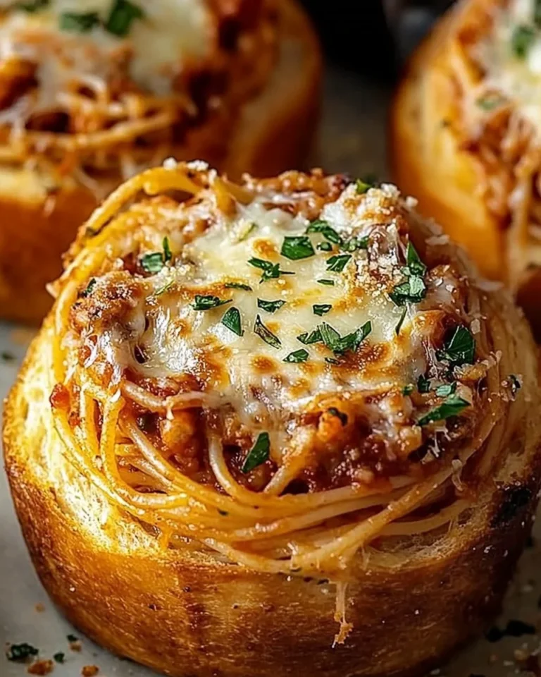Spaghetti Garlic Bread Bowls