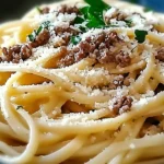Cheesy Garlic Butter Linguine Beef