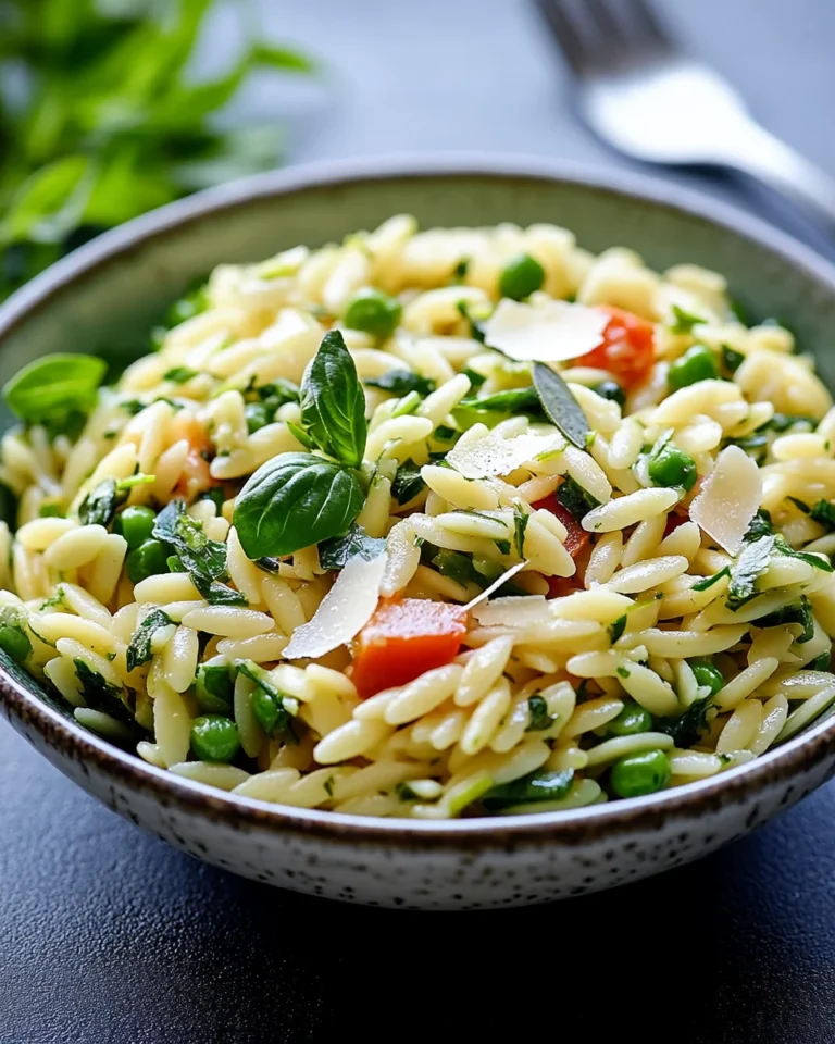 Lemony Orzo with Spring Vegetables, Garlic, and Herbs