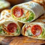 Pepperoni Pizza Caesar Wraps