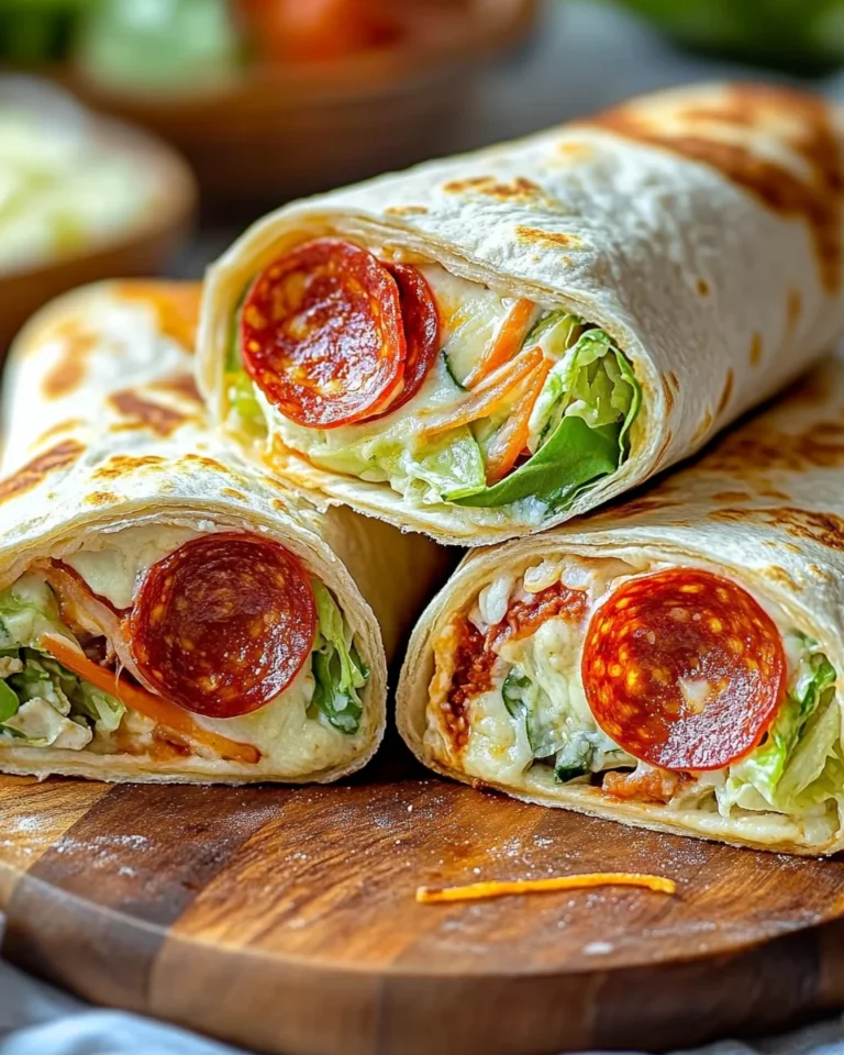 Pepperoni Pizza Caesar Wraps