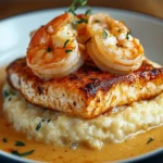 Red Snapper, Shrimp & Grits with a Cajun Cream Sauce