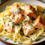Salmon Pasta with Garlic Cream