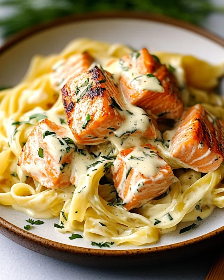 Salmon Pasta with Garlic Cream