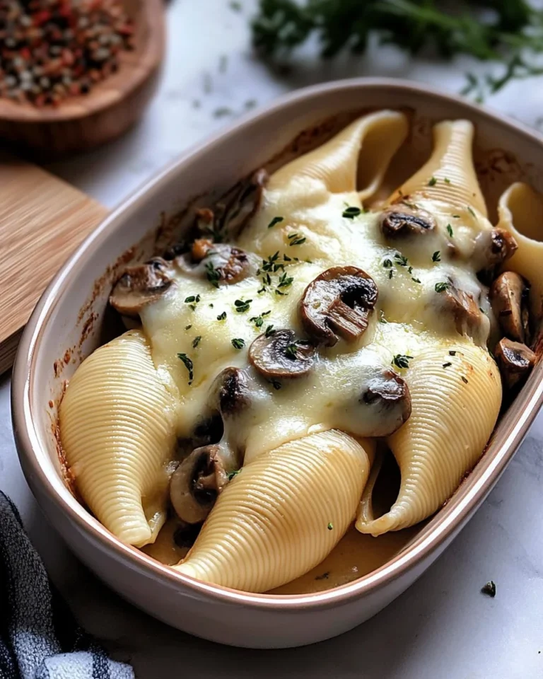 creamy garlic mushroom stuffed shells