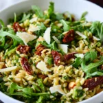 sun dried tomato orzo pesto salad