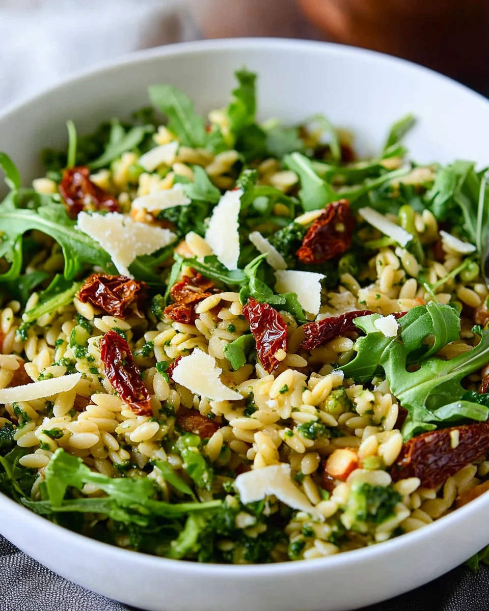 sun dried tomato orzo pesto salad