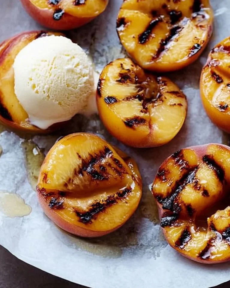 Grilled Peaches with Vanilla Ice Cream