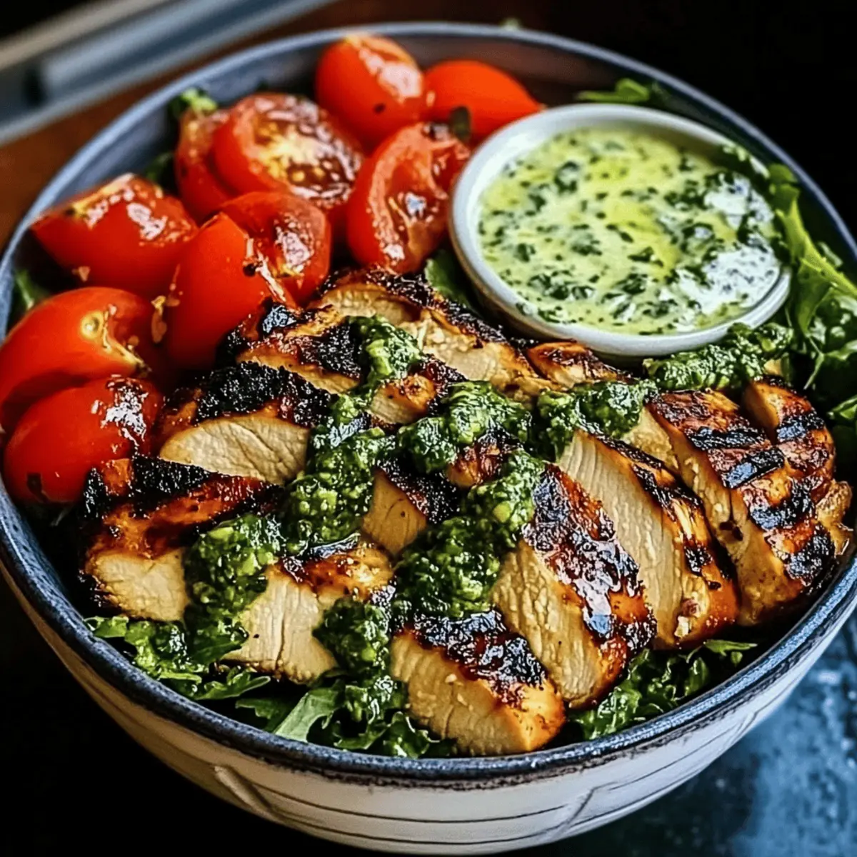 Chimichurri Grilled Chicken Bowl with Garlic Sauce