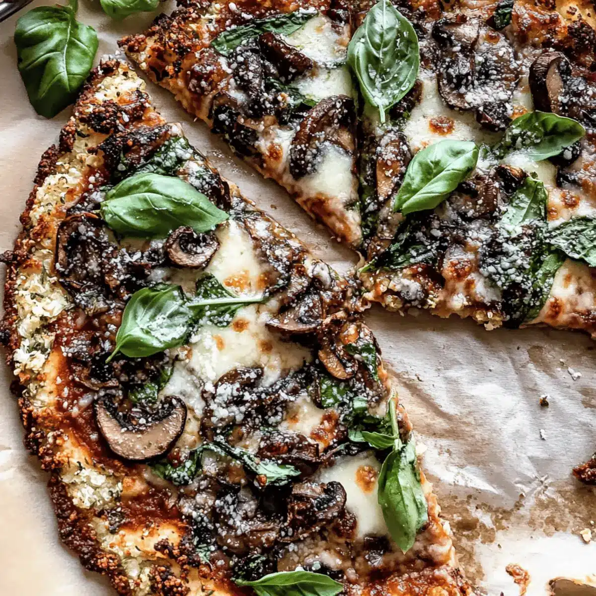 Cauliflower Crust Pizza with Mushrooms
