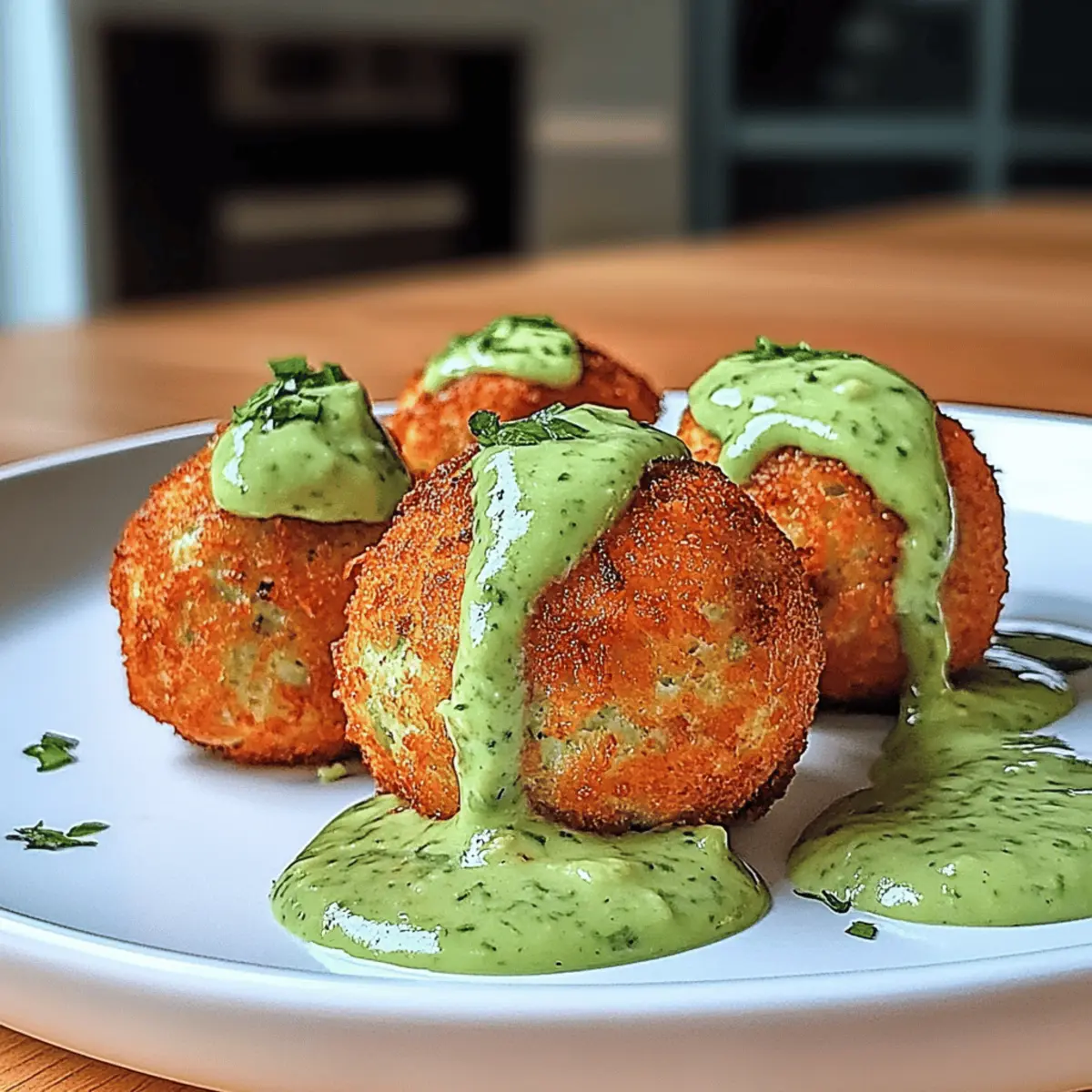 Salmon Balls with Creamy Avocado Sauce