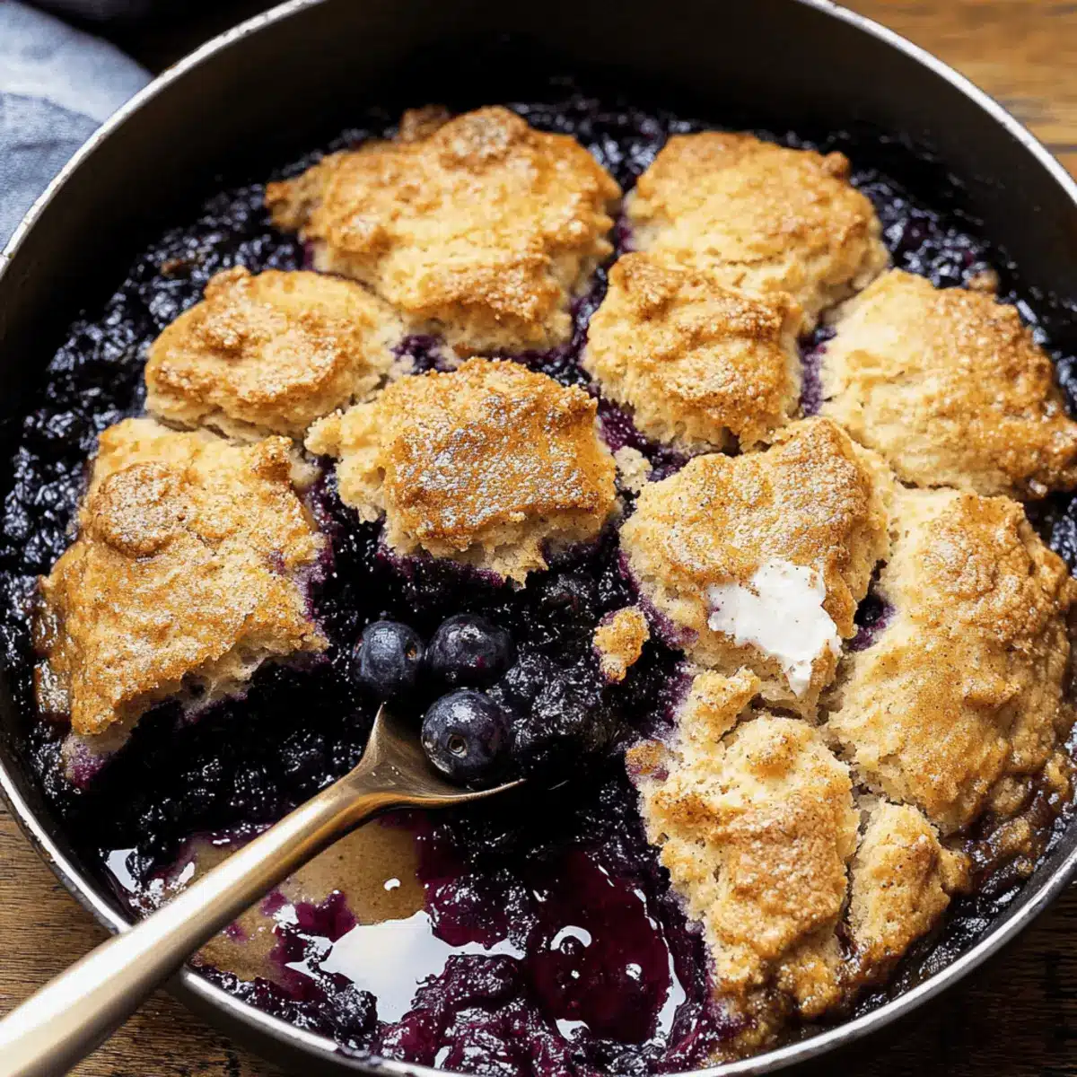 Skillet Blueberry Cobbler with Cinnamon Biscuits