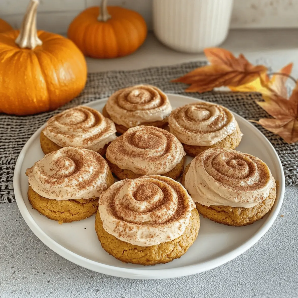 Soft Pumpkin Cookies with Cinnamon Frosting