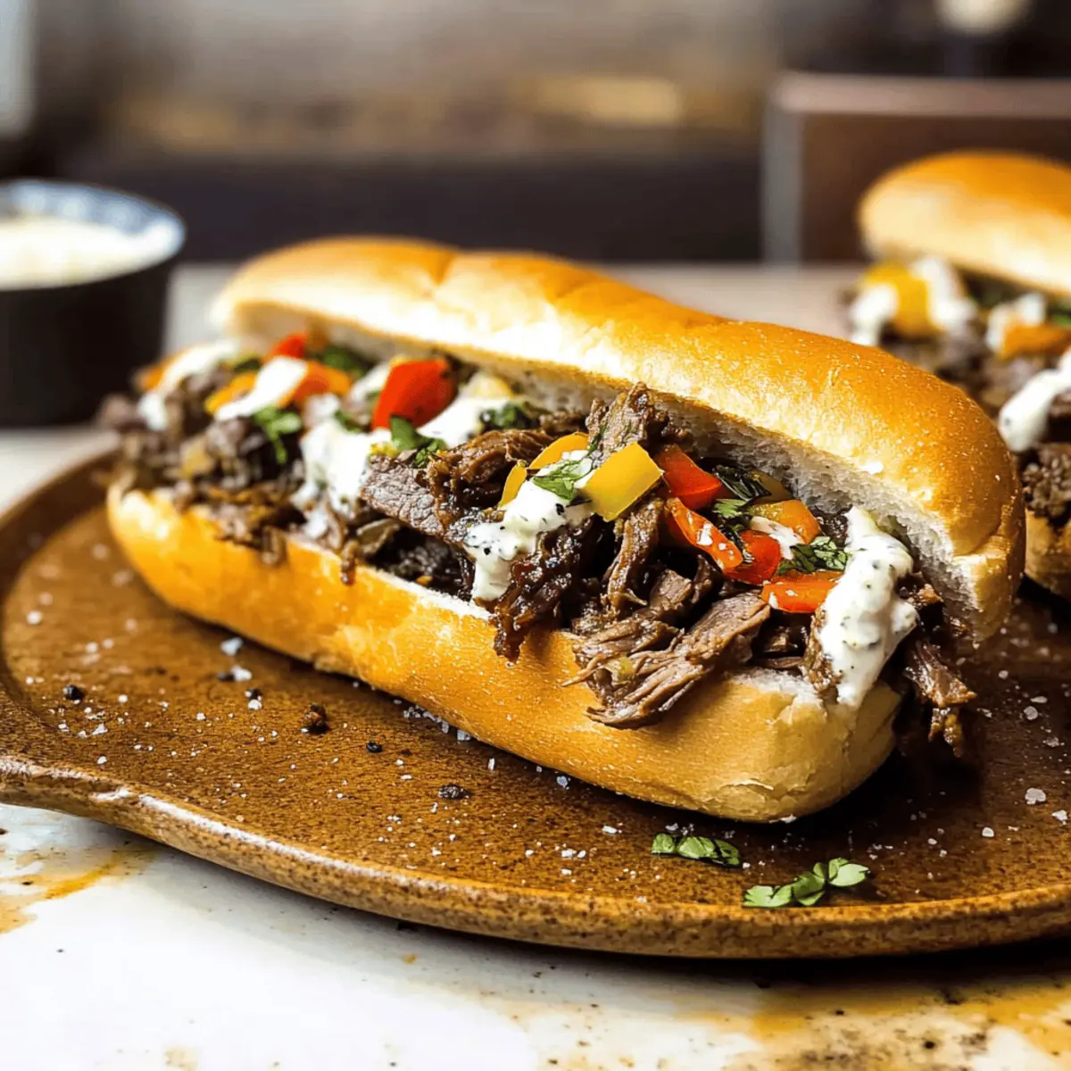 Italian Beef Sandwich with Roasted Garlic Aioli