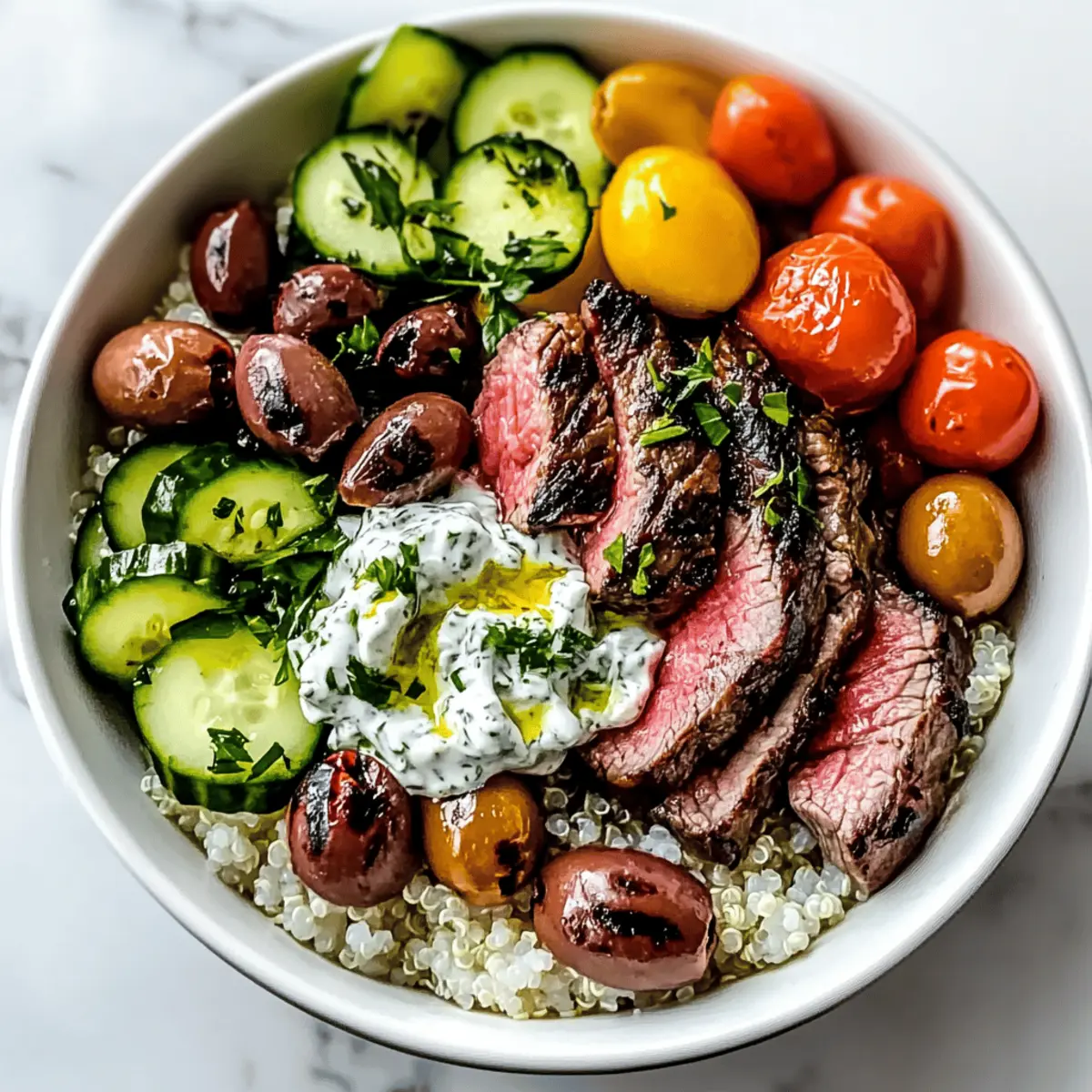 Quick & Easy Mediterranean Steak Bowl Recipe