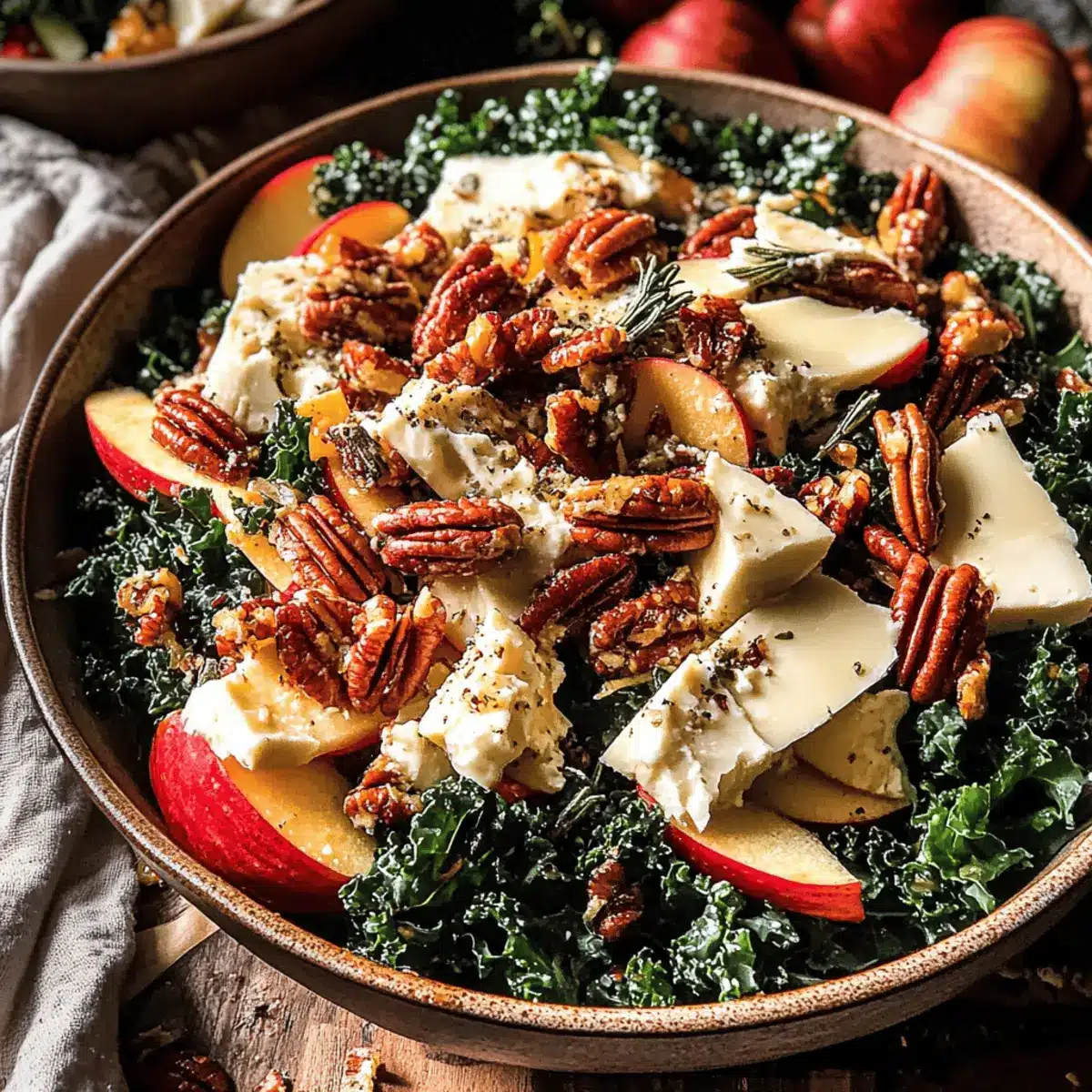 Harvest Brie and Cheddar Apple Kale Salad.