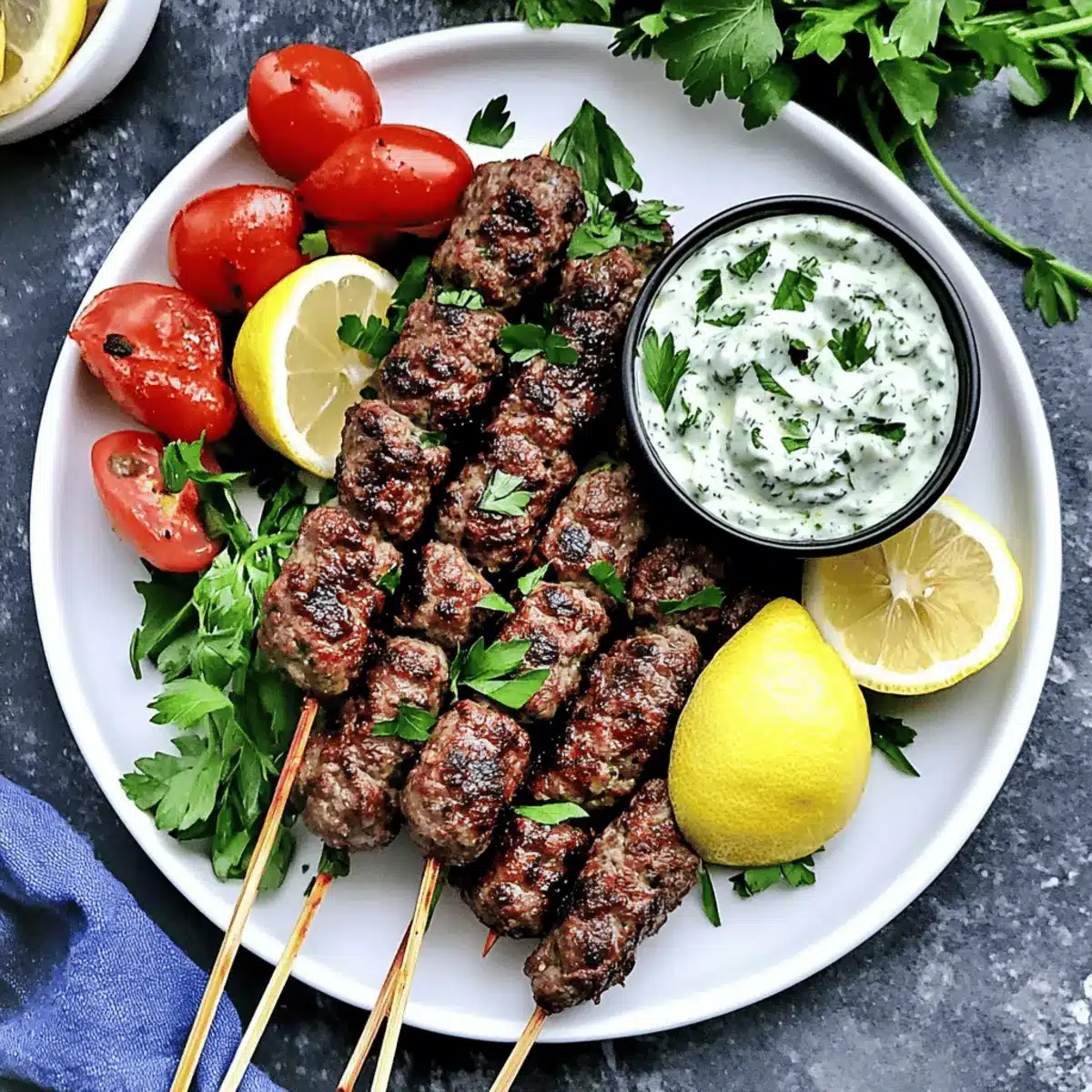 Beef Kofta Kebabs with Tzatziki Sauce