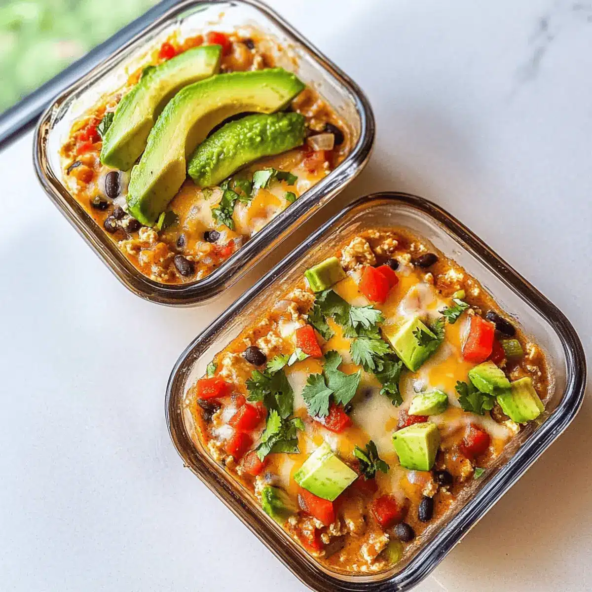 High-Protein Chicken Cottage Cheese Enchilada Bowls
