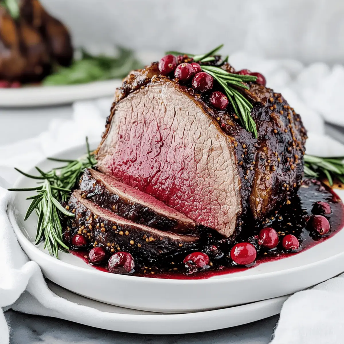 Holiday Roast Beef with Cranberry Balsamic Sauce