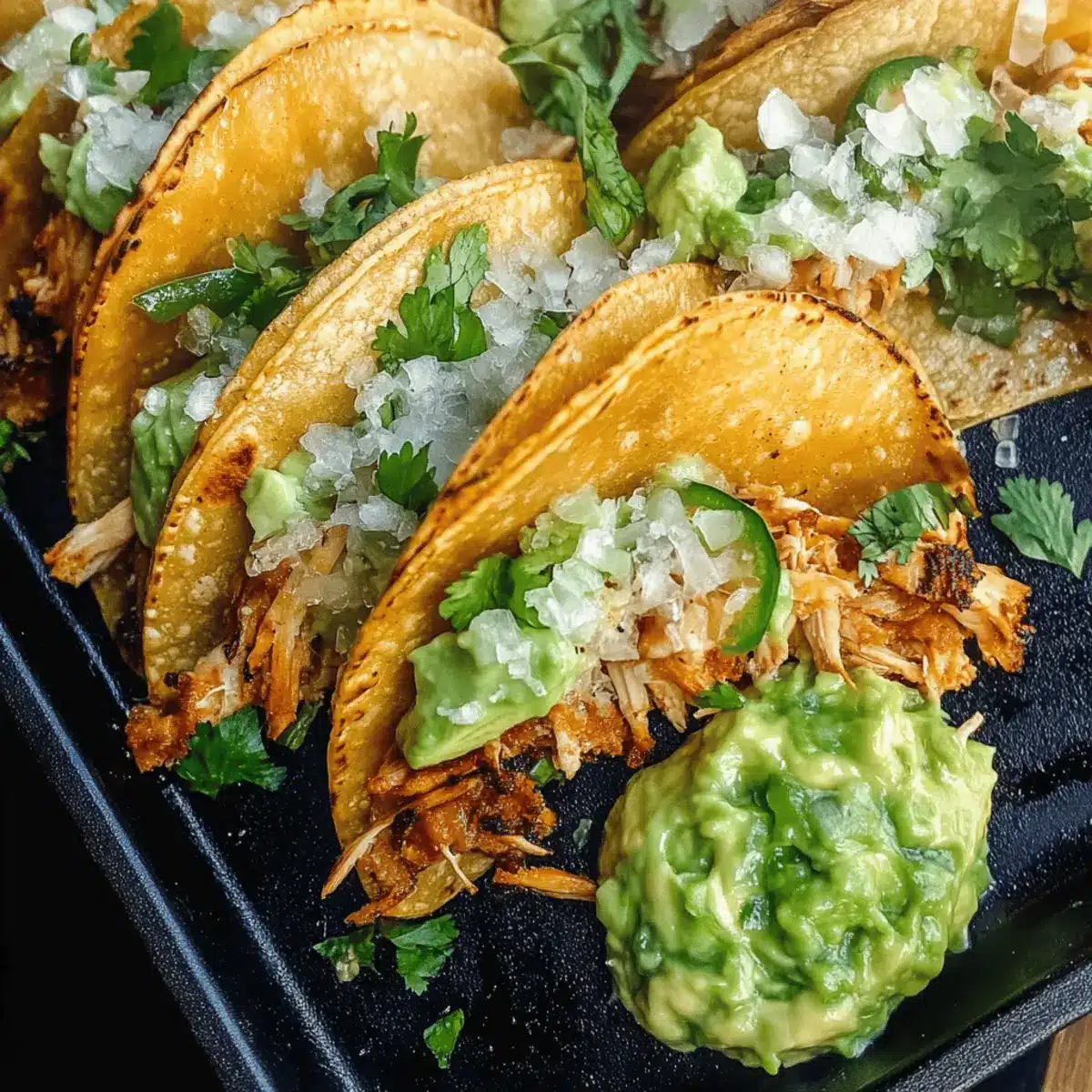 Crispy Poblano Chicken Tacos with Avocado-Jalapeño Salsa
