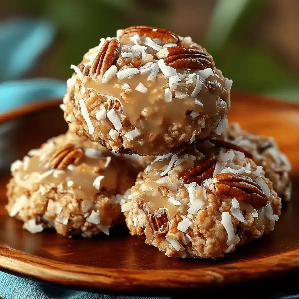 No-Bake Coconut Pecan Praline Cookies