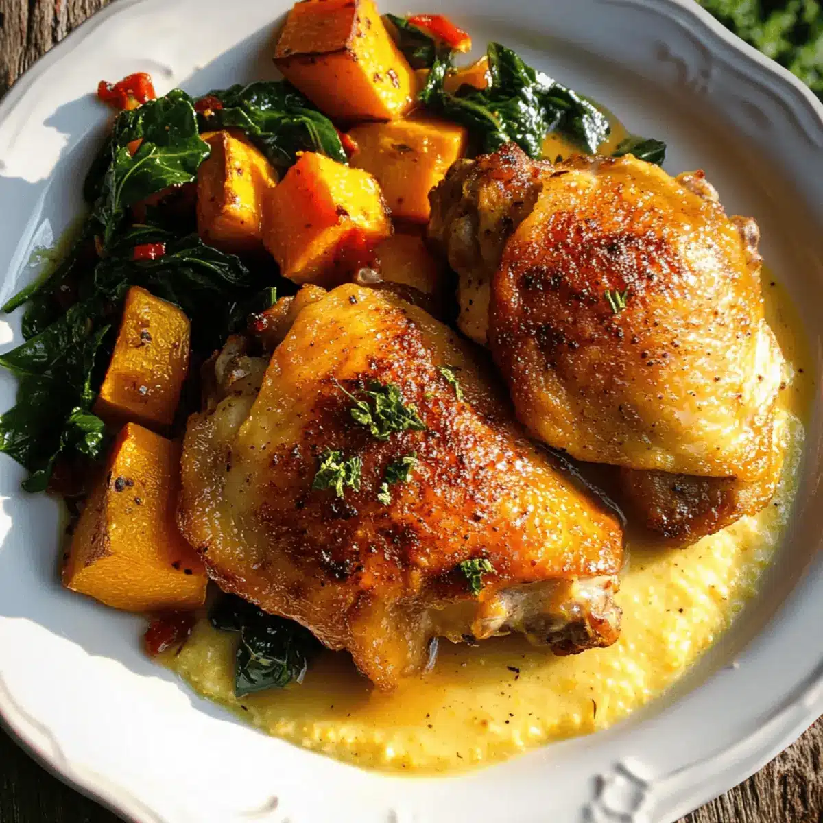 Spicy Maple Glazed Chicken with Cheddar Polenta