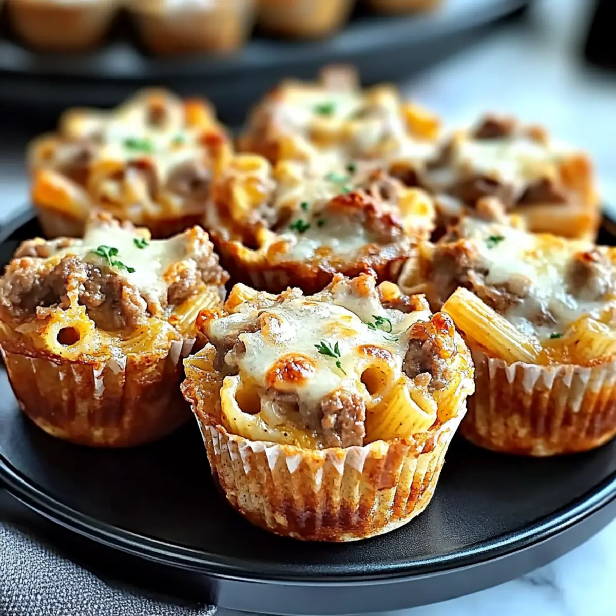 Mini Pasta Muffin Bakes with Cheesy Beef