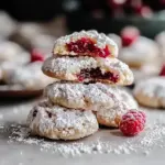 Raspberry Almond Snow Cookies