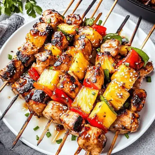 Grilled Pineapple Chicken Kabobs With Teriyaki Sauce