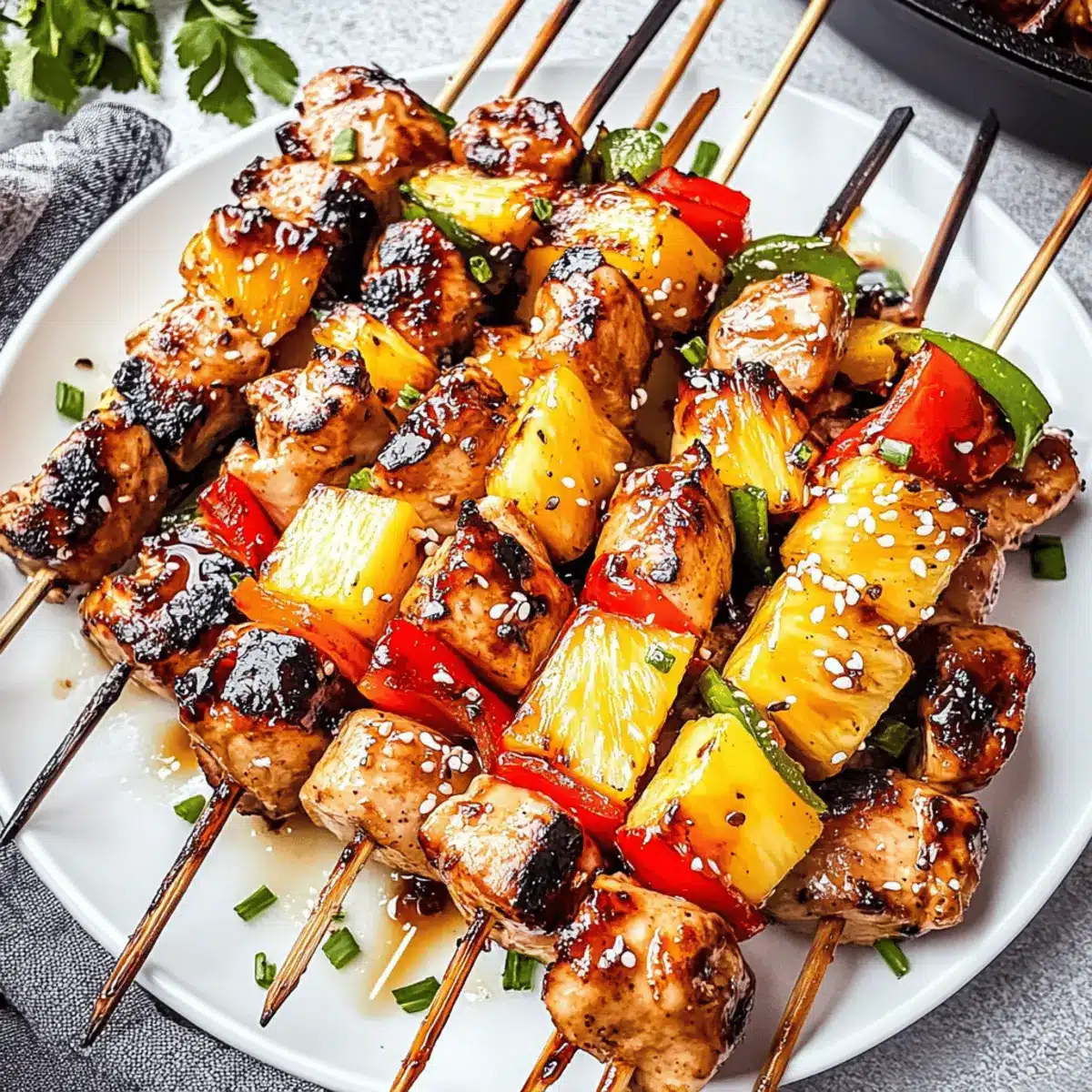 Grilled Pineapple Chicken Kabobs With Teriyaki Sauce