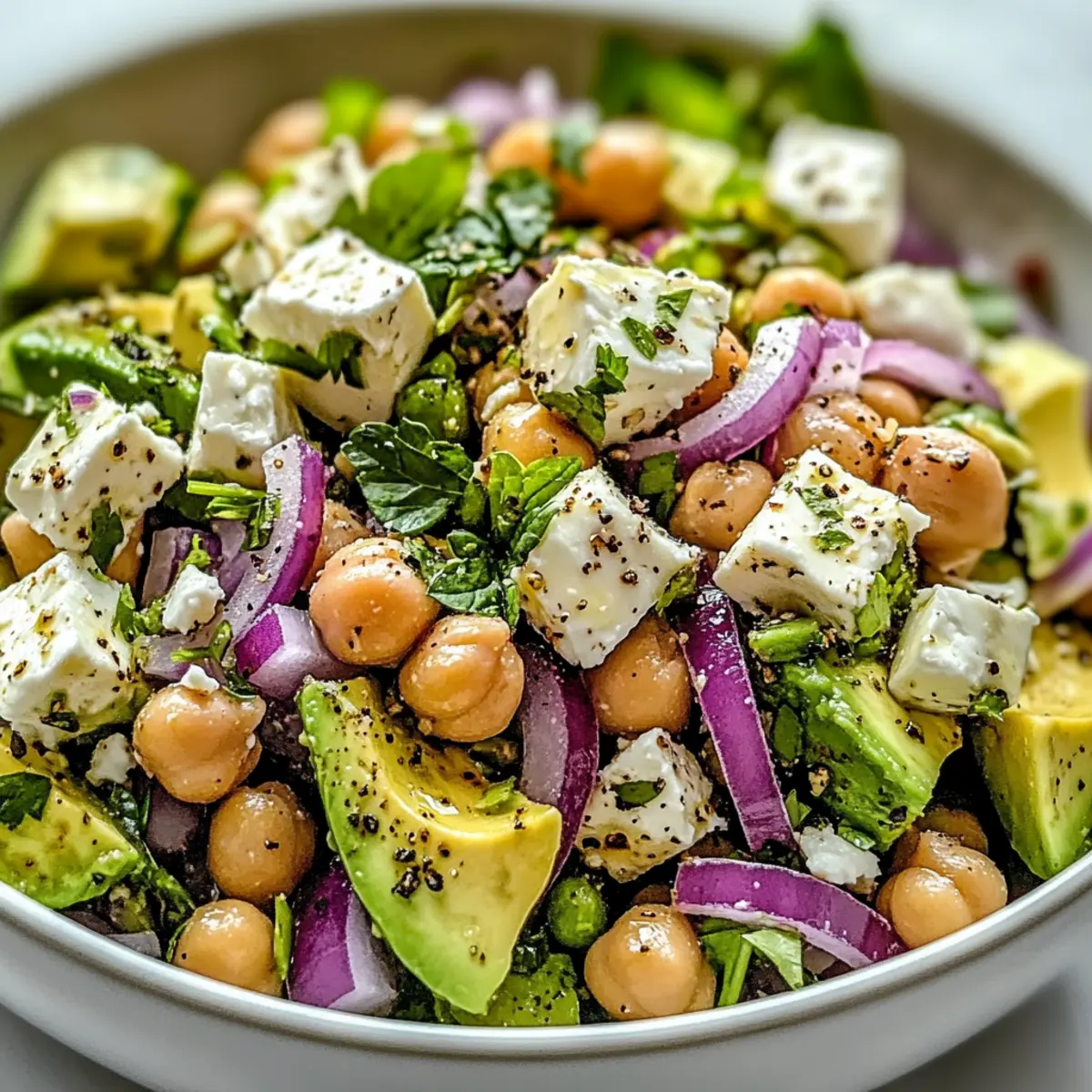 Chickpea Feta Avocado Salad