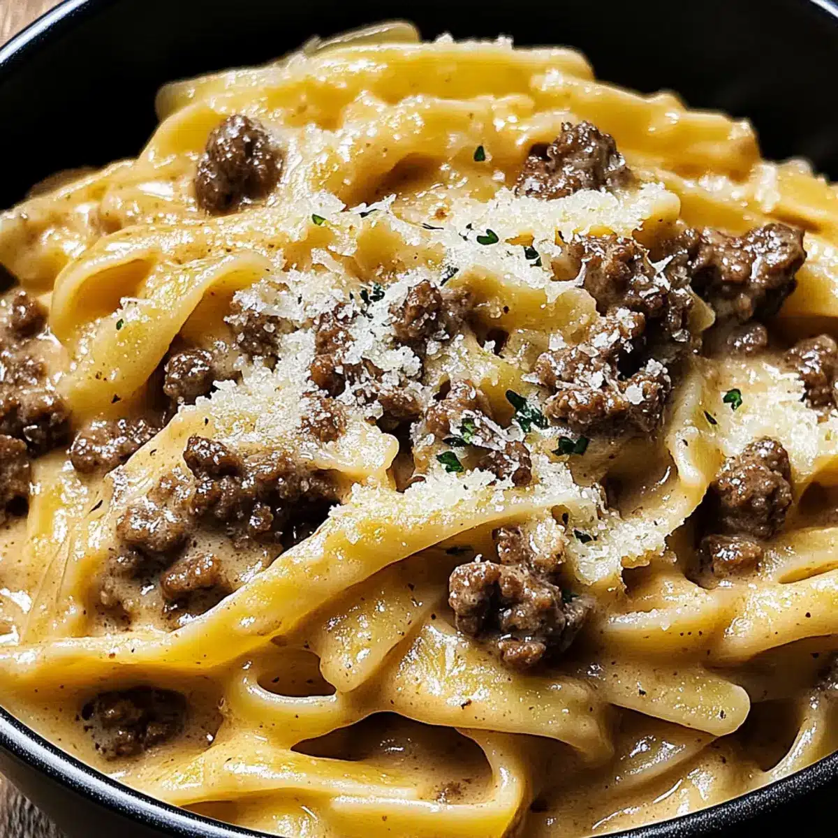 One-Pot Creamy Beef and Garlic Butter Pasta