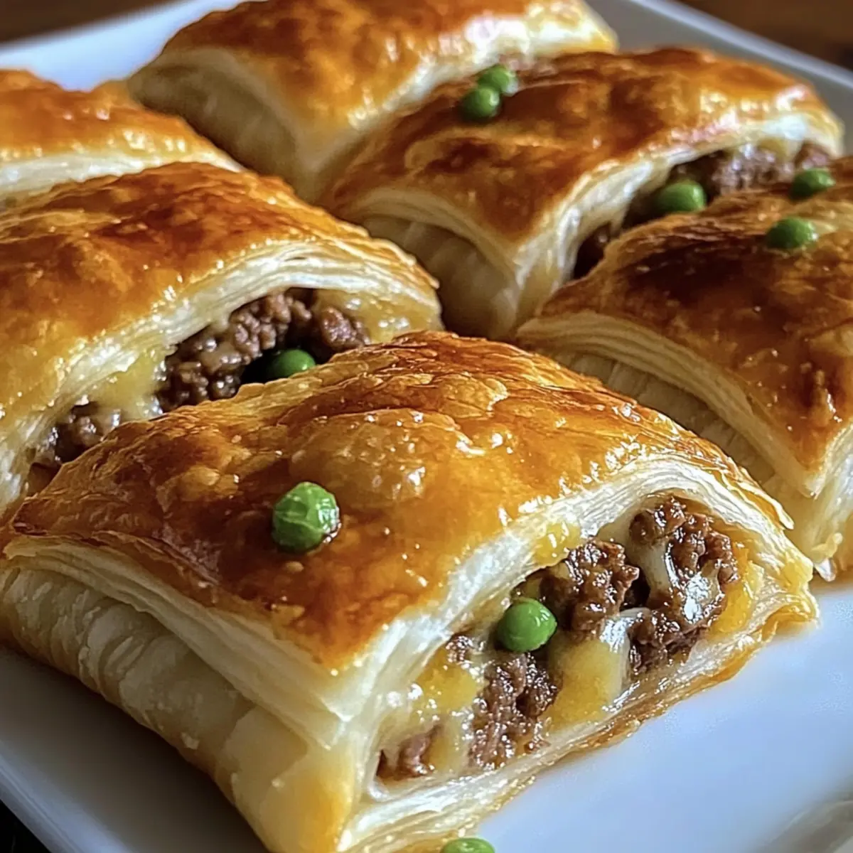 cheesy beef puff pastry pockets