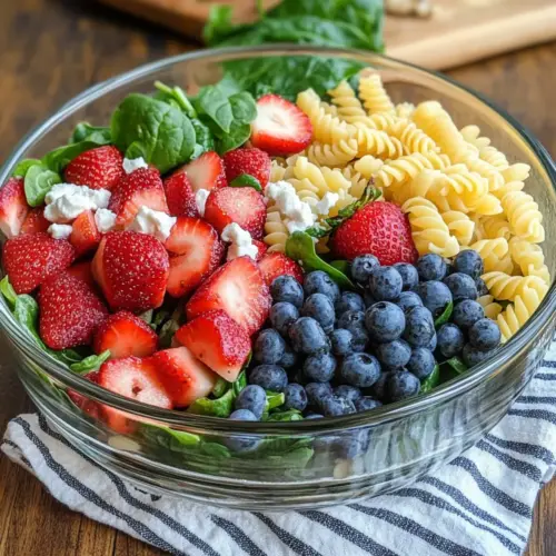 Strawberry Spinach Pasta Salad