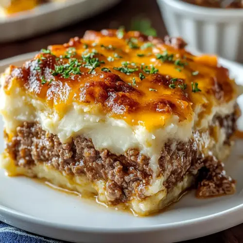 Meatloaf with Mashed Potatoes and Cheese