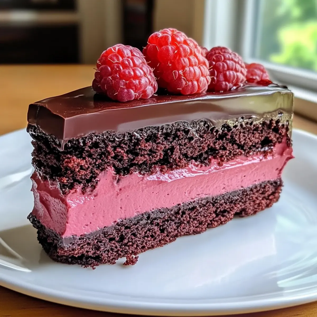 Dark Chocolate Raspberry Mousse Cake