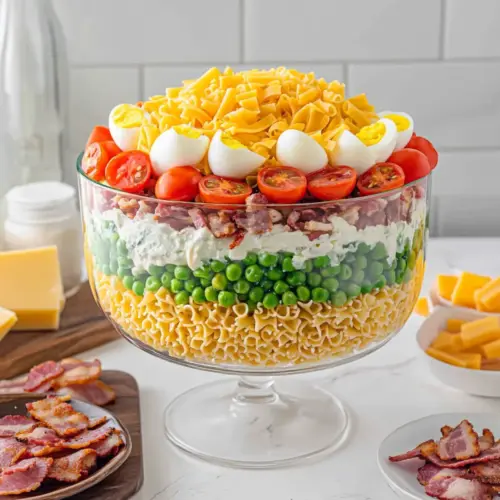 7 Layer Salad with Pasta