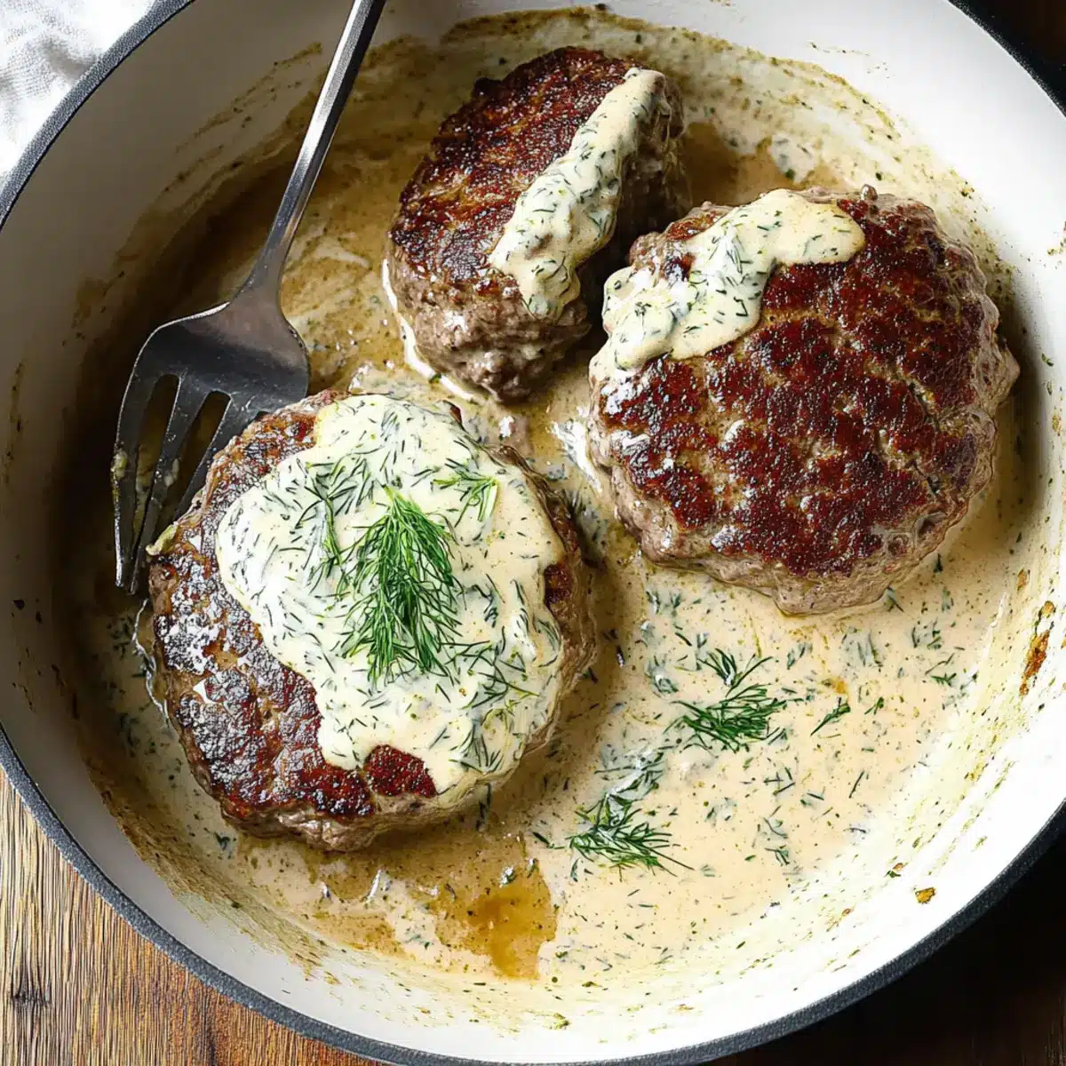 Hamburger Steaks in Creamy Dill Sauce