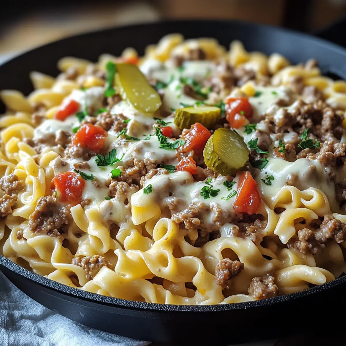 Cheeseburger Alfredo Pasta