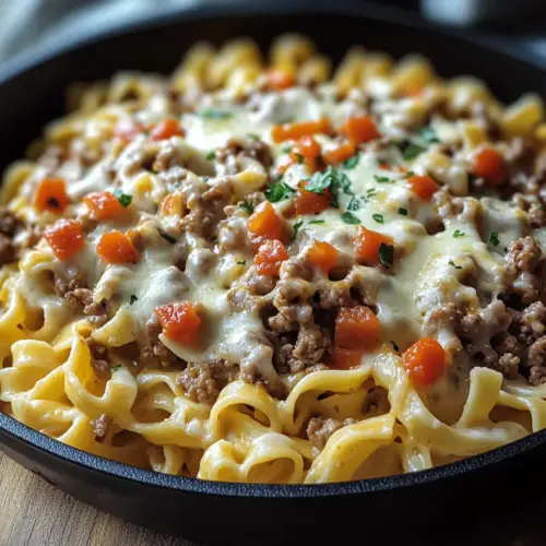 Cheeseburger Alfredo Pasta