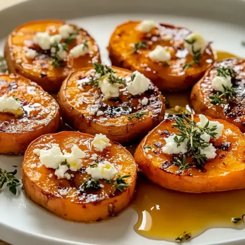 Roasted Sweet Potato Rounds with Honey and Feta