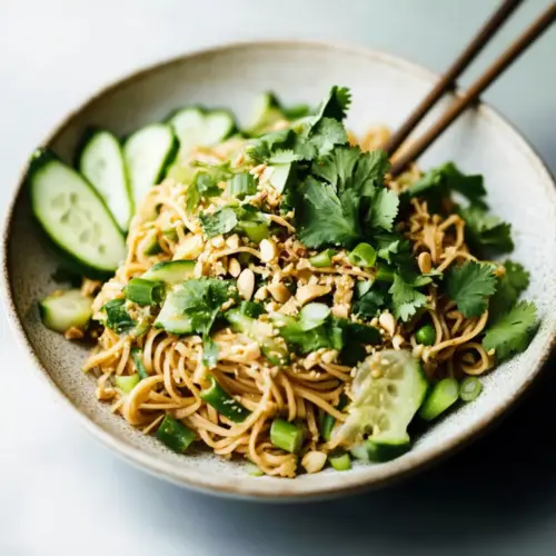 Spicy Peanut Noodles with Cucumber