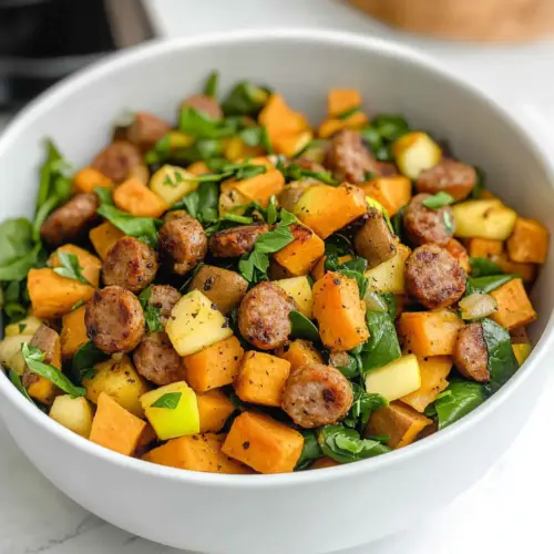 Paleo Sweet Potato Sausage Breakfast Bowl