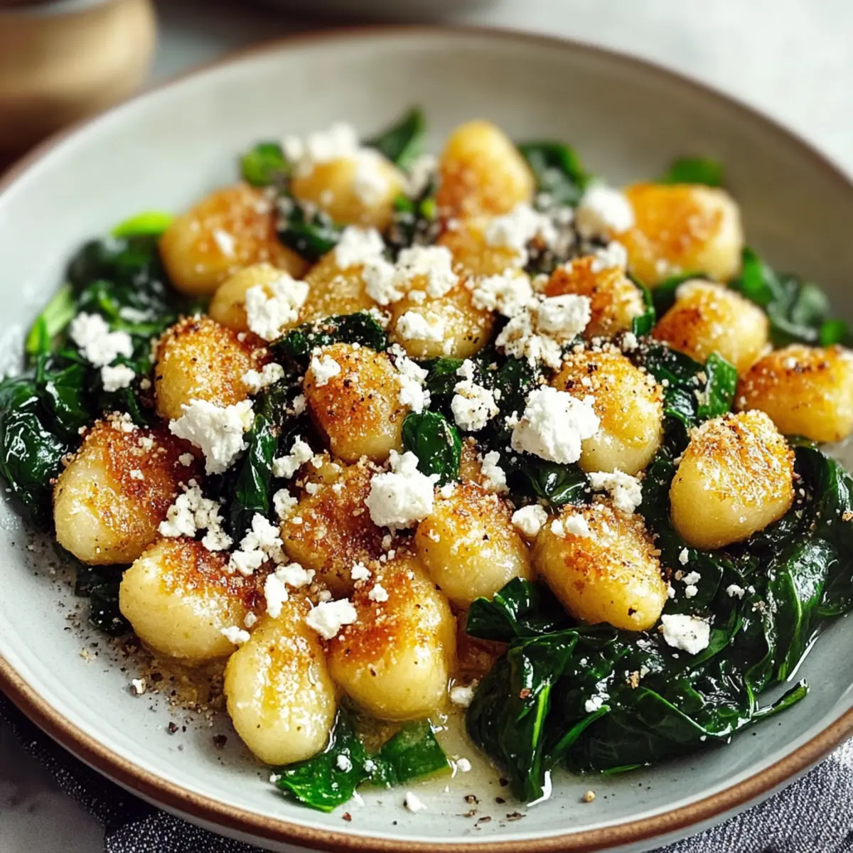 Crispy Gnocchi With Spinach And Feta