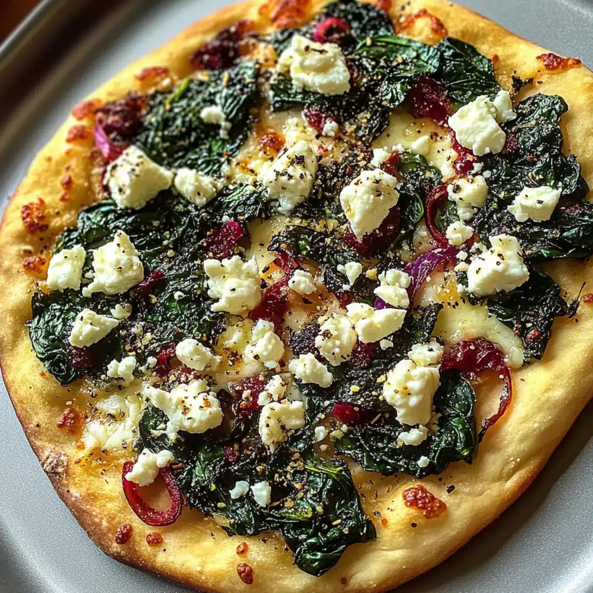 Spinach And Feta Flatbread Pizza