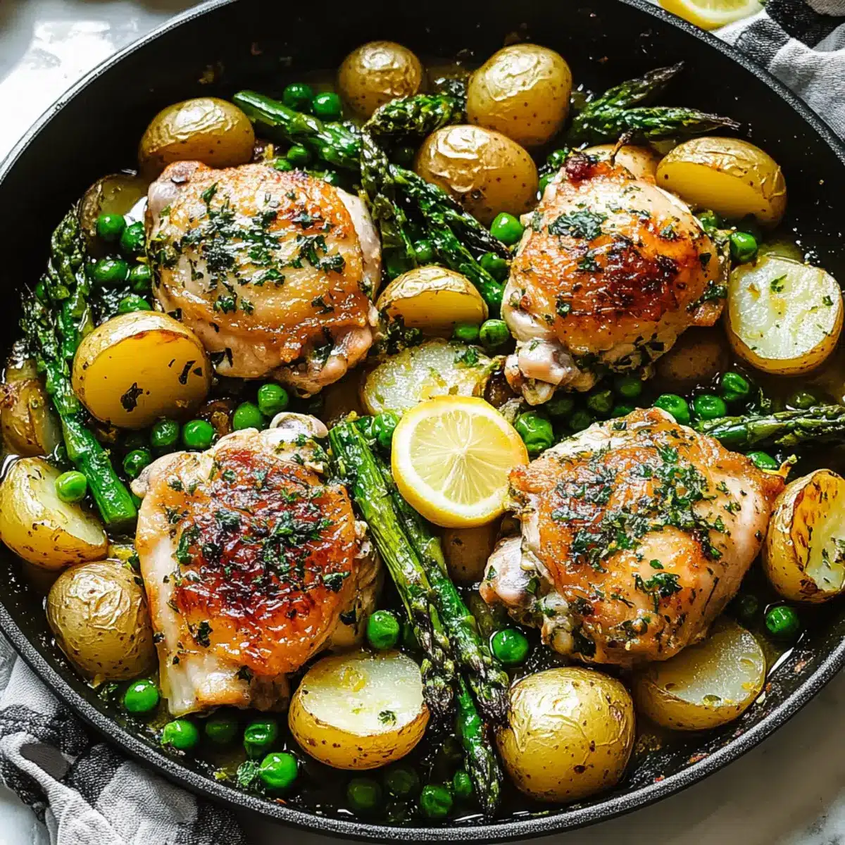 Lemon-Herb Chicken with Spring Veggie Skillet